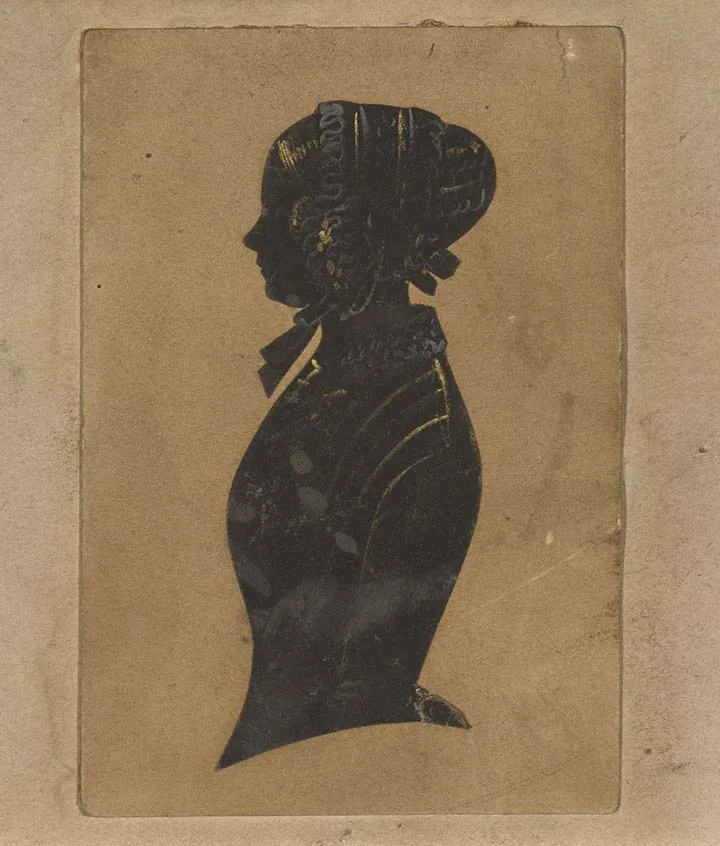 Painted silhouette portrait from the 19th century — decorative hand-cut profile art
